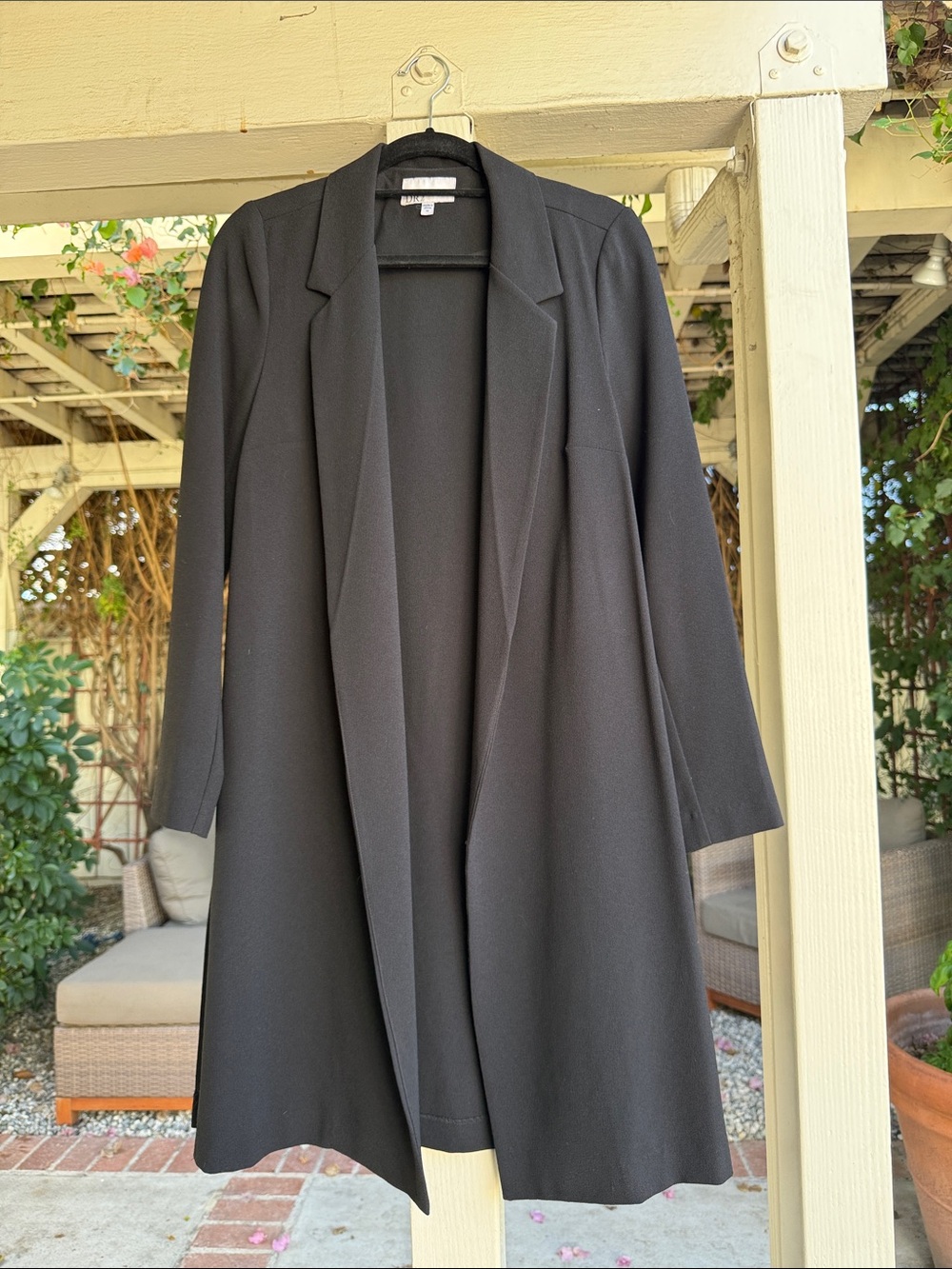 DR2 Black Long Open Drape Blazer